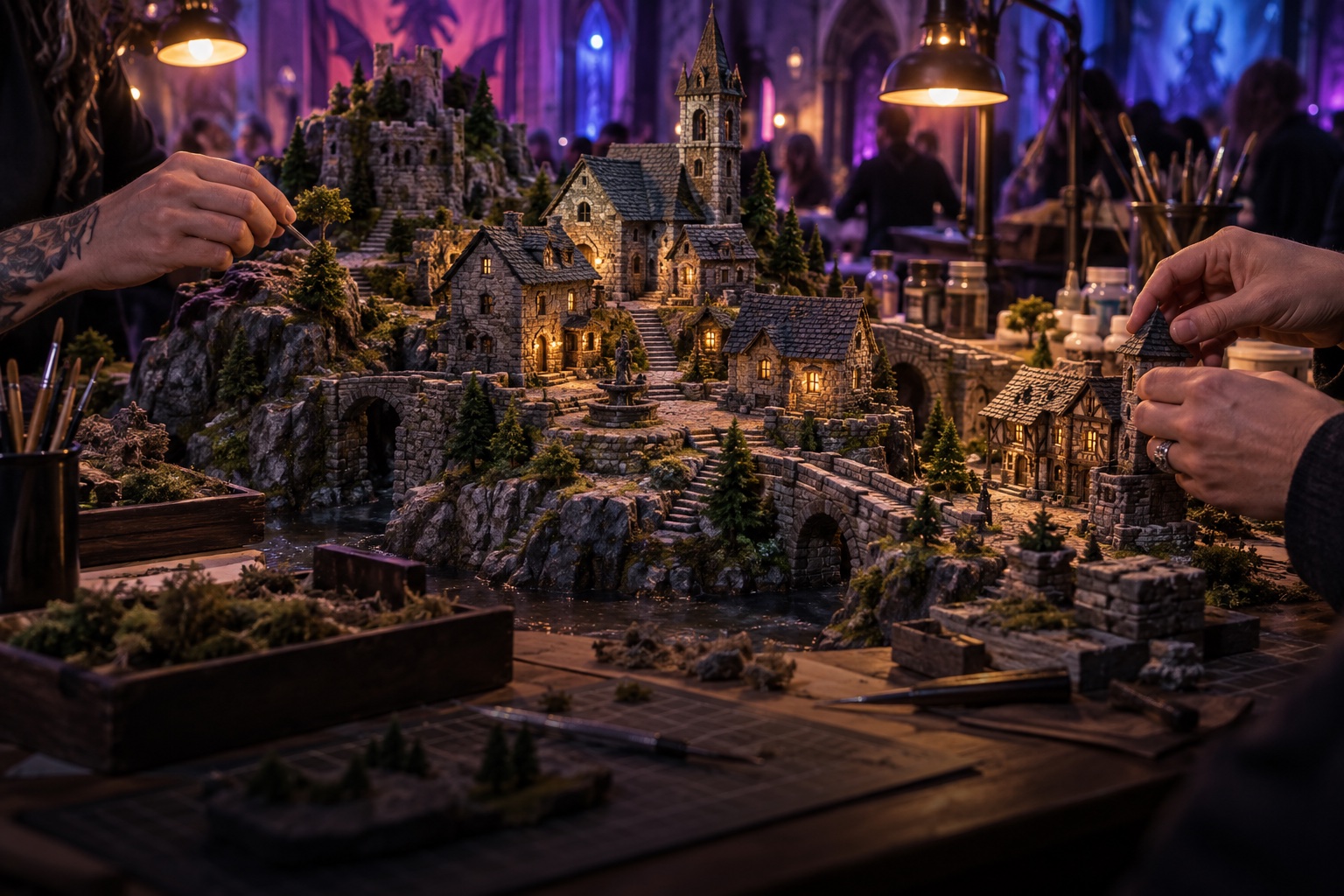 A detailed miniature fantasy world